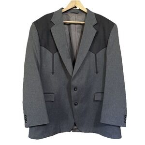 CIRCLE S GRAY COWBOY WESTERN STYLE SPORT COAT BLAZER Men's 48R‎ Made in U.S.A.